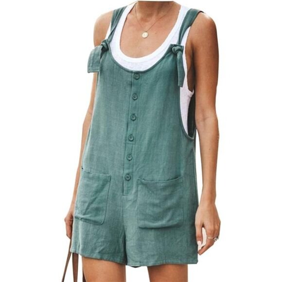 Other - Women's Casual Summer Cotton Linen Rompers Overalls Jumpsuit Shorts